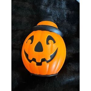 Vintage 1995 Empire 9" Pumpkin With Hat Blow Mold Halloween Jack o Lantern